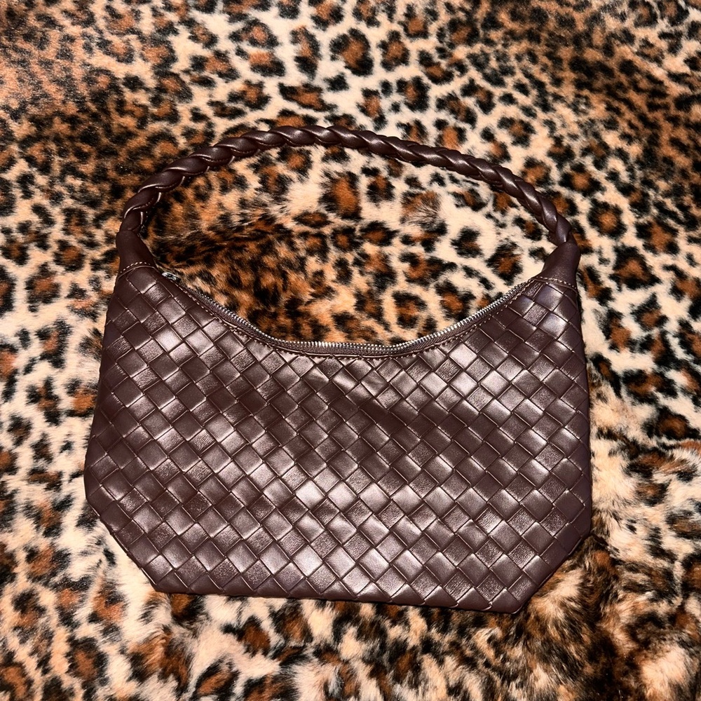 Elegant Brown Woven Leather Bag